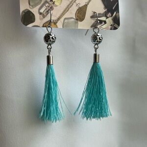 Elegant Turquoise Tassel Earrings